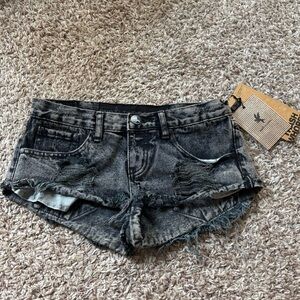 One Teaspoon Charcoal Distressed Jean Shorts